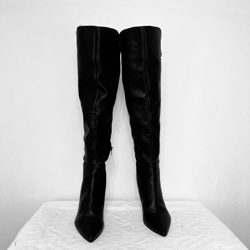 Marc Fisher Womens 9 M Boots Black Leather Above The Knee